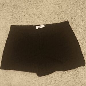 Elle Black High Waist Shorts with Textured Fabric